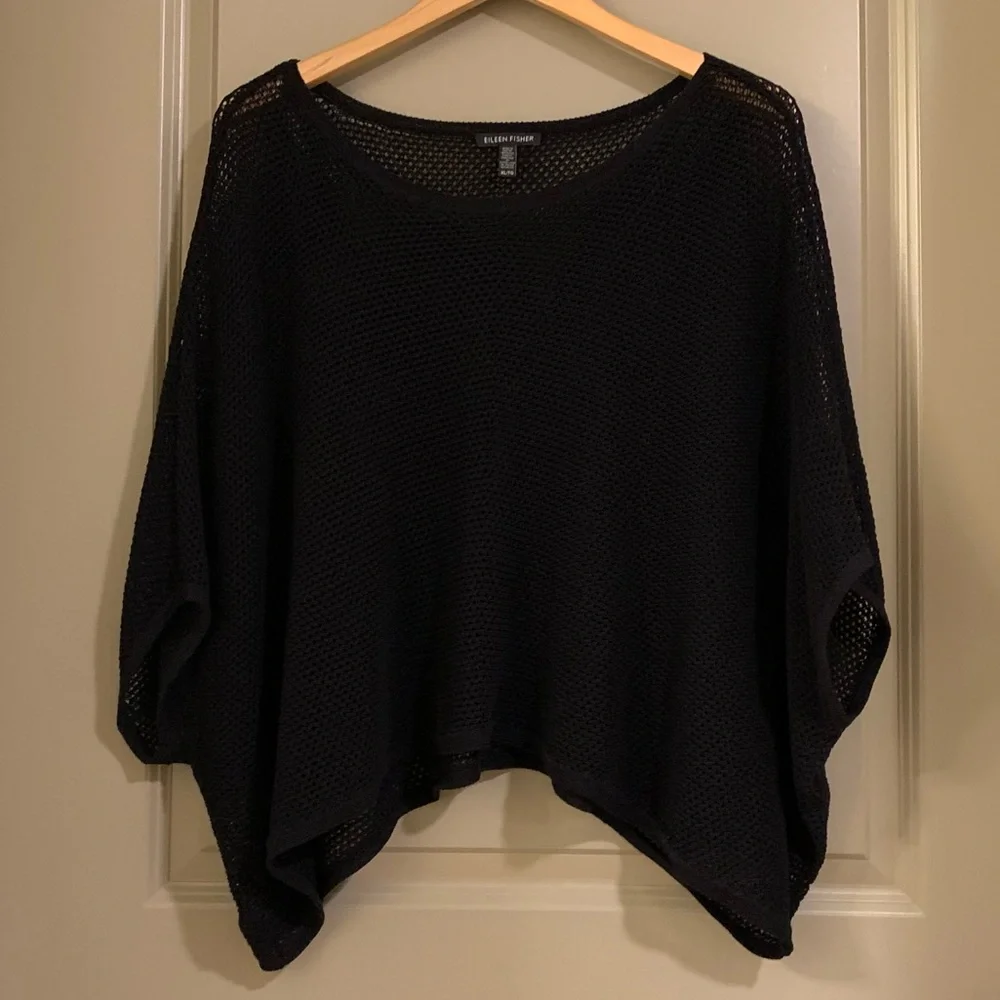 Eileen Fisher Open Stitch Organic Cotton Oversized Semi-Sheer Sweater Size XL - Picture 12 of 13